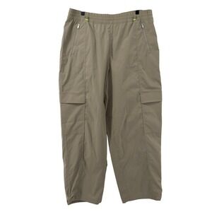 Athleta Cascade High Rise Cargo Poplin Pant Oak Beige Women XL Pockets Y2K